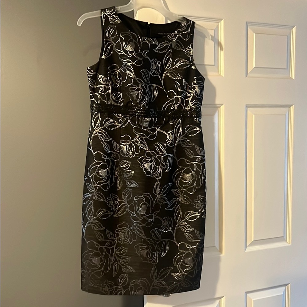 Elegant Black and Silver Floral Dress